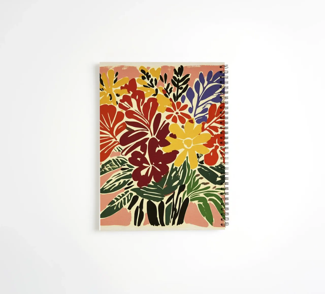 Kühnes florales Linolschnitt-Bouquet im Retro-Stil der Jahrhundertmitte Ringbuch von Modern Muse