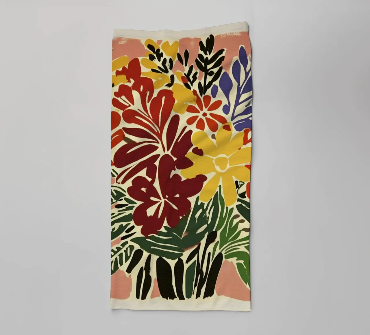 Audace bouquet floreale linocut in stile rétro del Medioevo asciugamano da bagno da Modern Muse