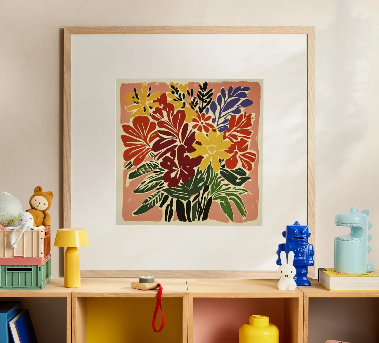 Audace bouquet floreale linocut in stile rétro del Medioevo carta hahnemühle da Modern Muse