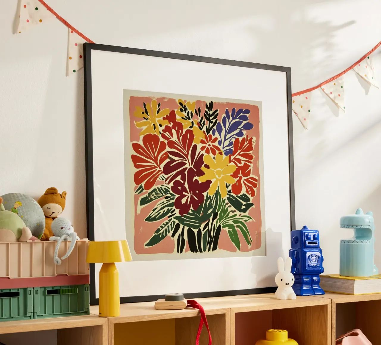 Audace bouquet floreale linocut in stile rétro del Medioevo carta hahnemühle da Modern Muse