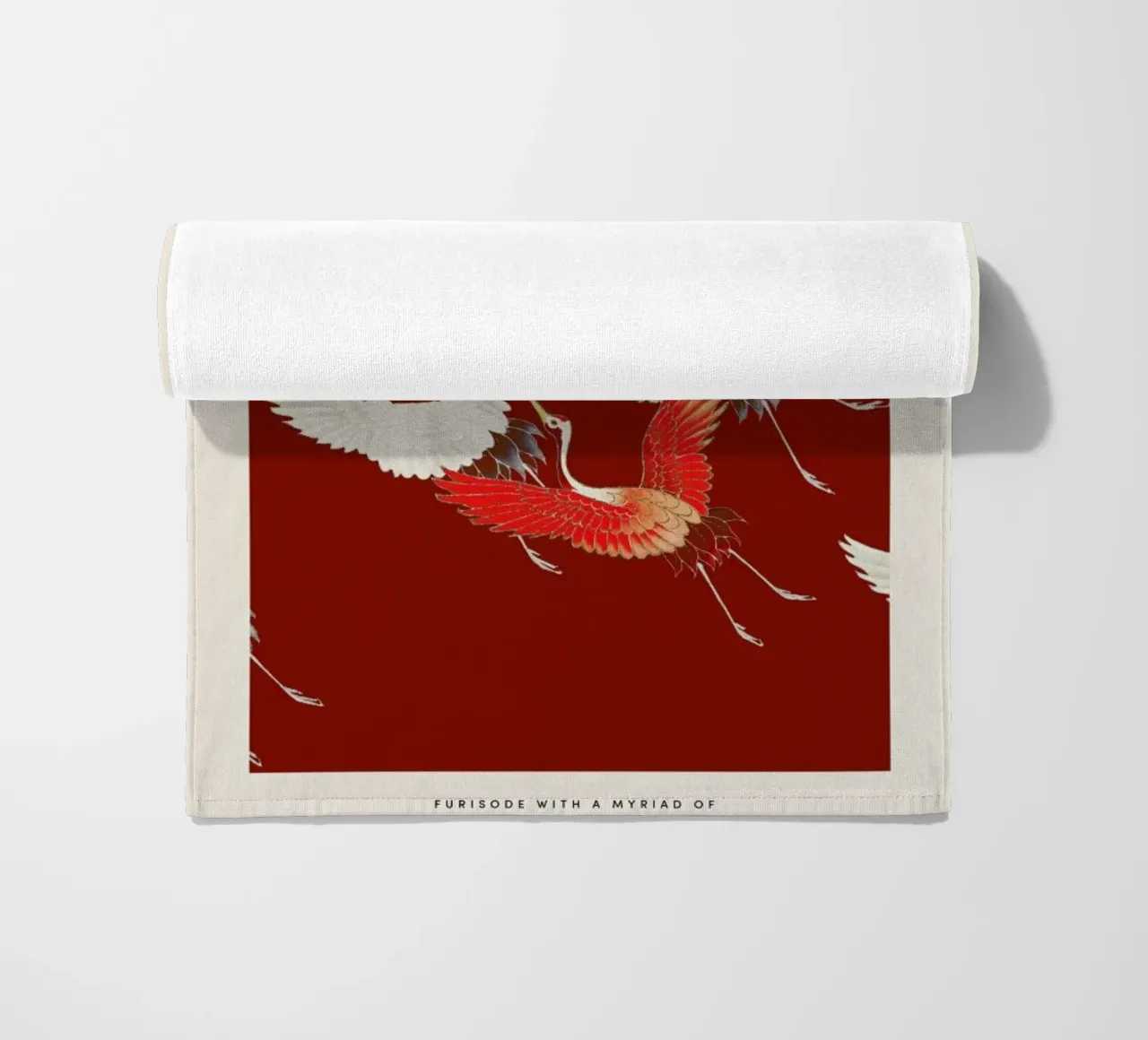 Furisode with a Myriad of Flying Cranes II toalla de playa de Vintage by JUNIQE