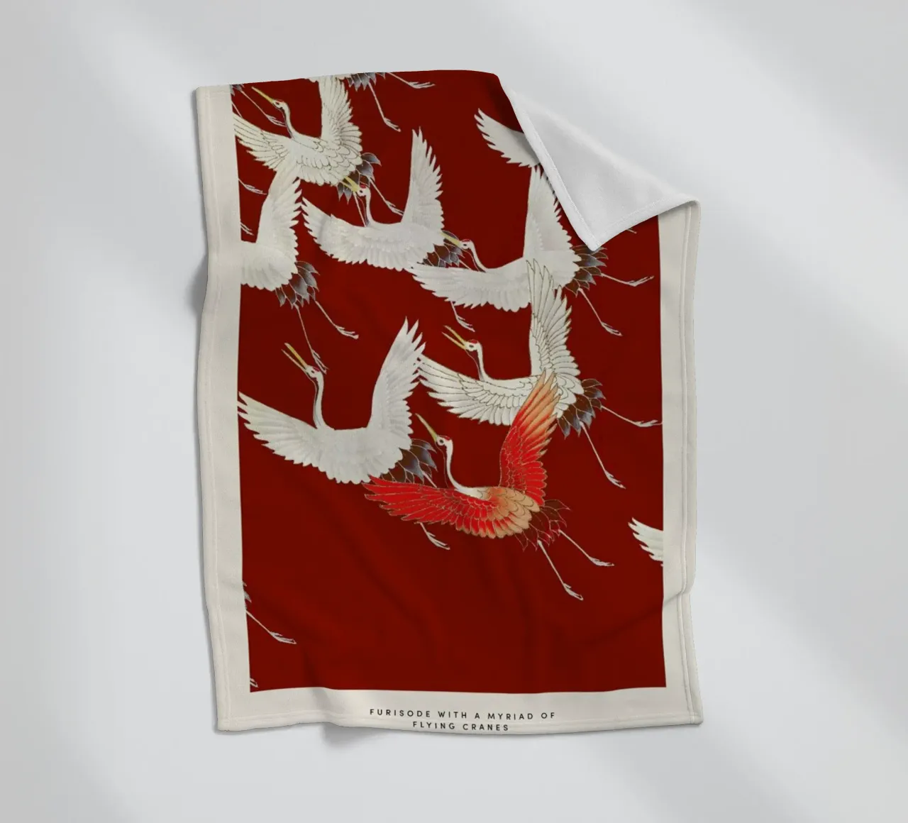 Furisode with a Myriad of Flying Cranes II coperta in pile da Vintage by JUNIQE