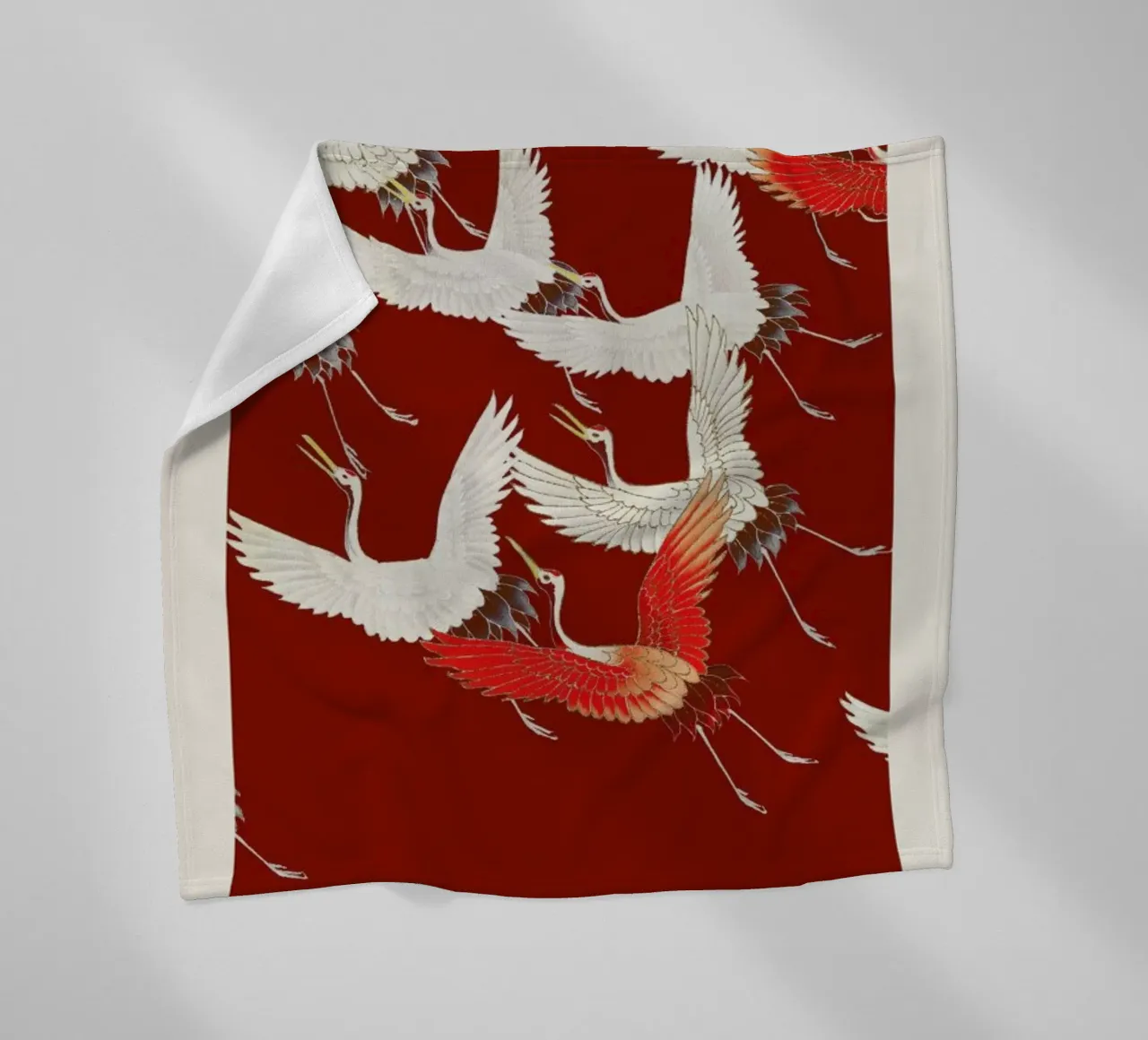 Furisode with a Myriad of Flying Cranes II coperta in pile da Vintage by JUNIQE