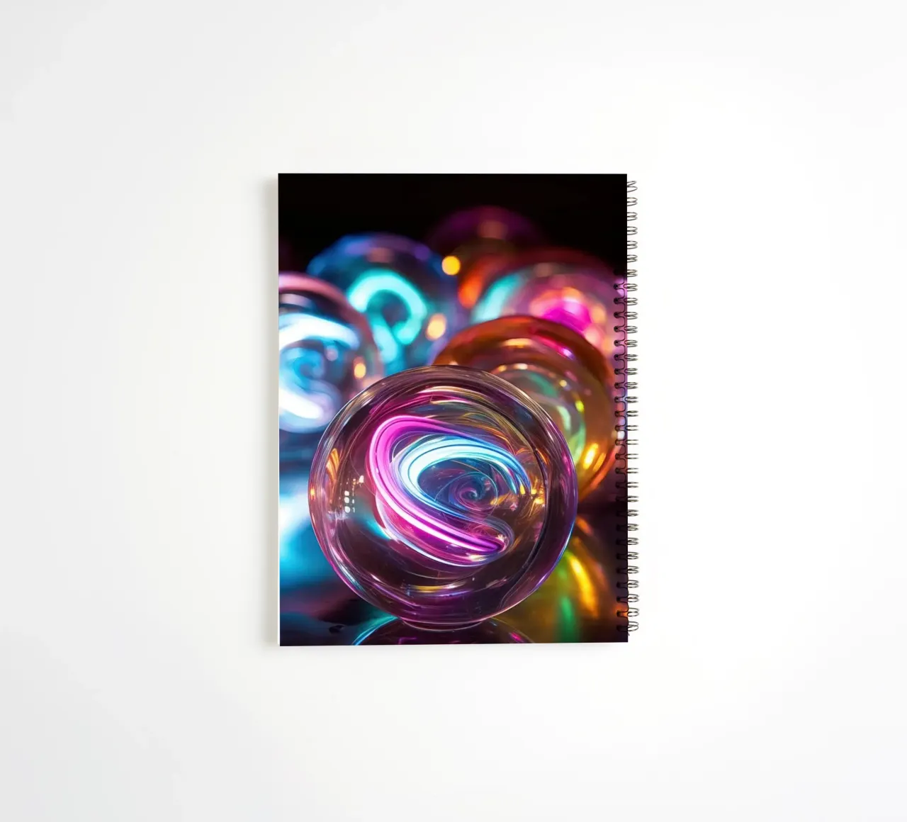 Marbles in neon light spiral notebook by Imagine