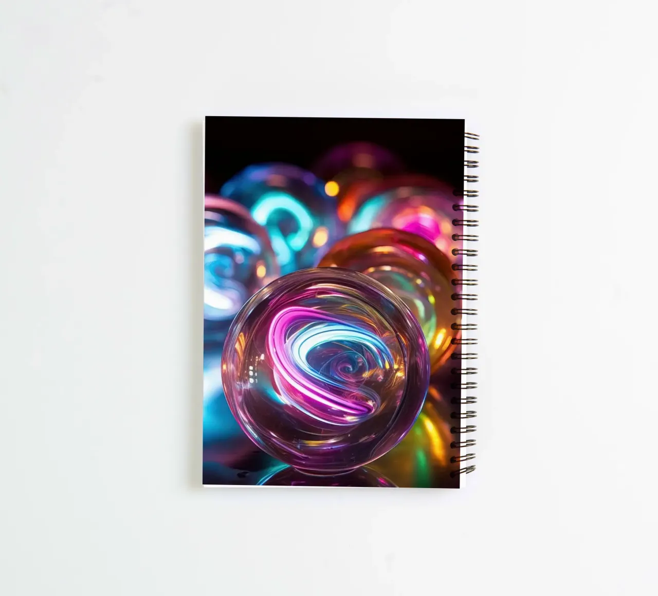 Marbles in neon light spiral notebook by Imagine