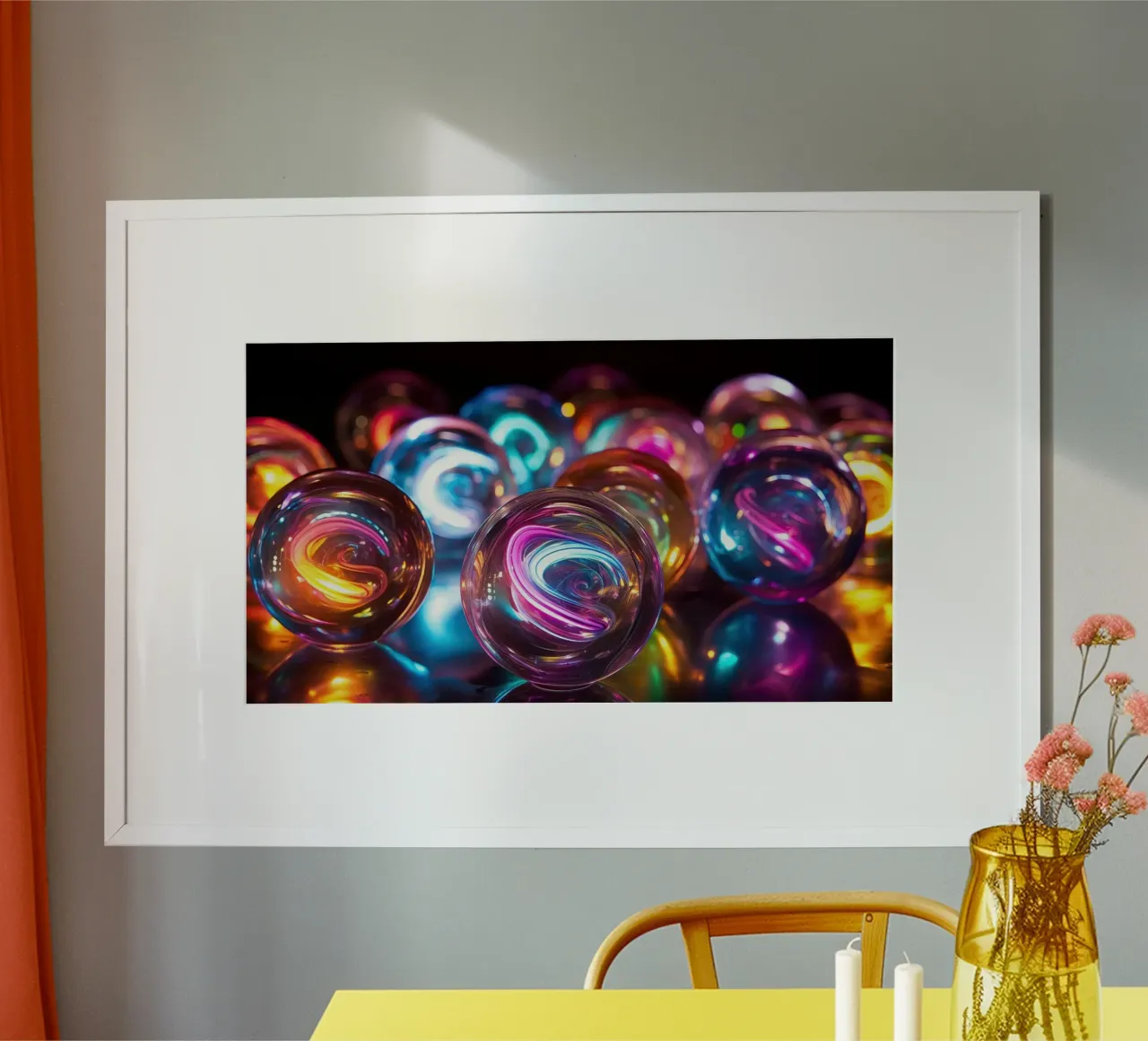 Biglie al neon poster con telaio in plastica da Imagine