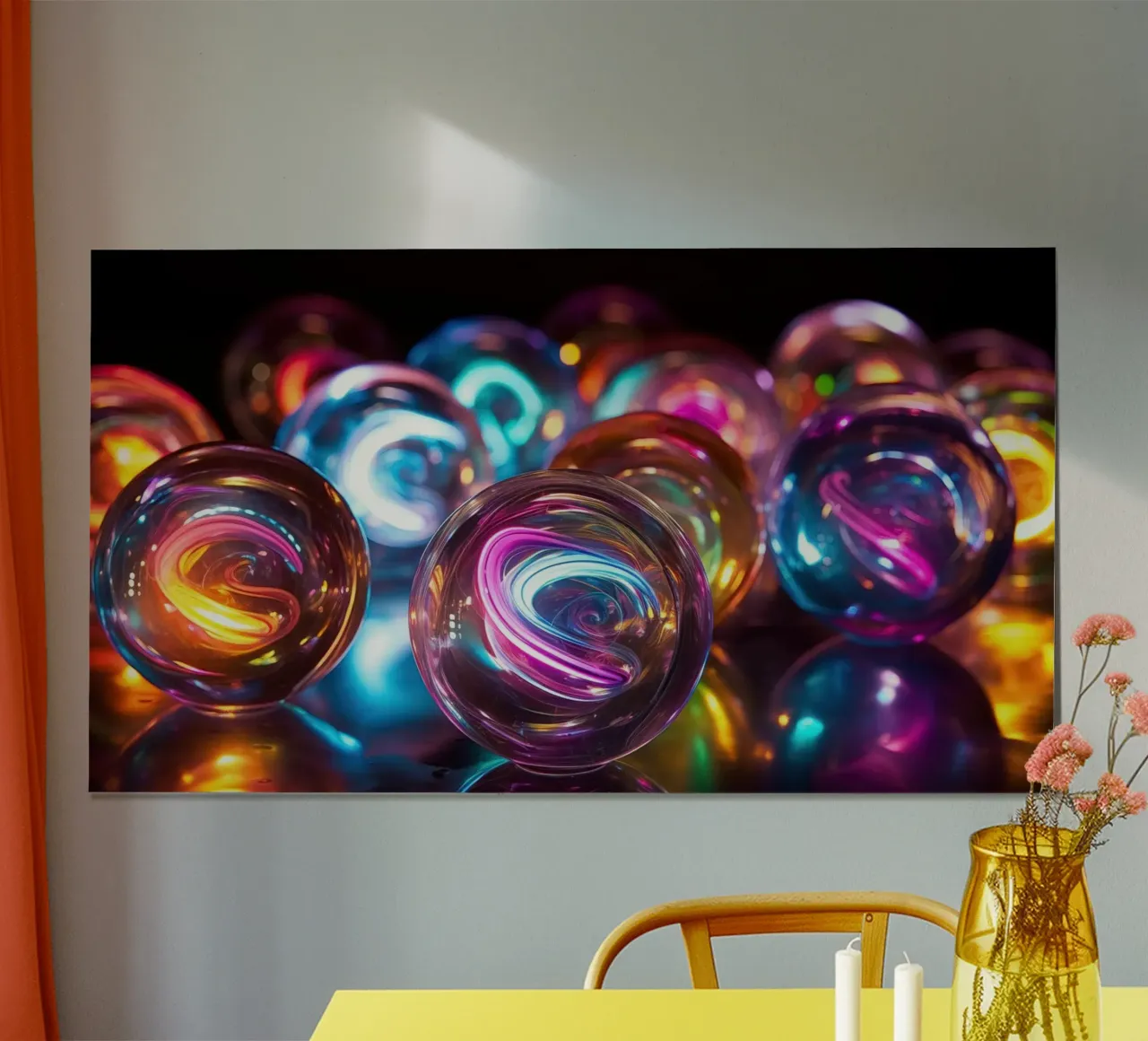 Biglie al neon poster con telaio in plastica da Imagine