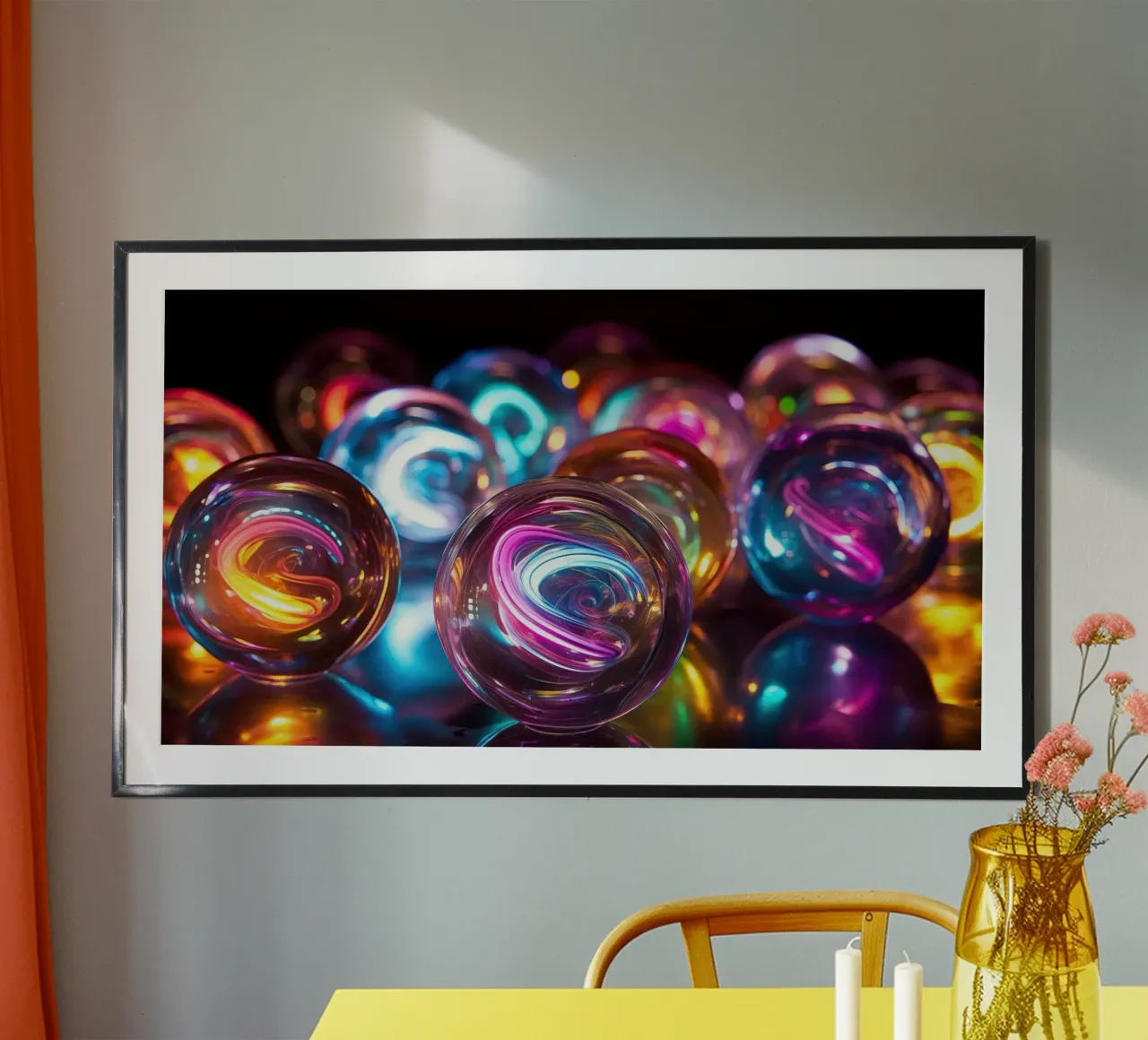 Biglie al neon poster con telaio in plastica da Imagine
