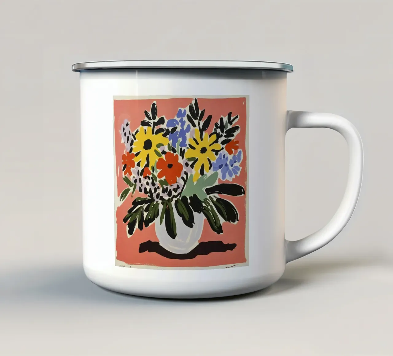 Bouquet floreale in stile retrò del Medioevo 1 tazza in smalto da Modern Muse