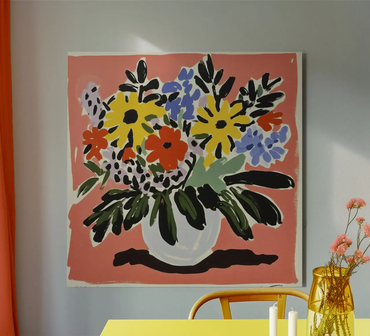 Bouquet floreale in stile retrò del Medioevo 1 alluminio dibond da Modern Muse
