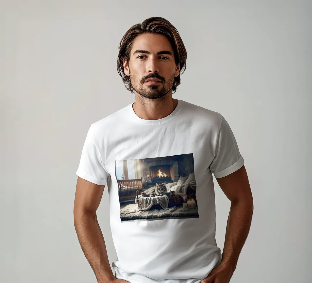 Chatte et trois chatons. Gris t-shirt da Thierry vobmann photography