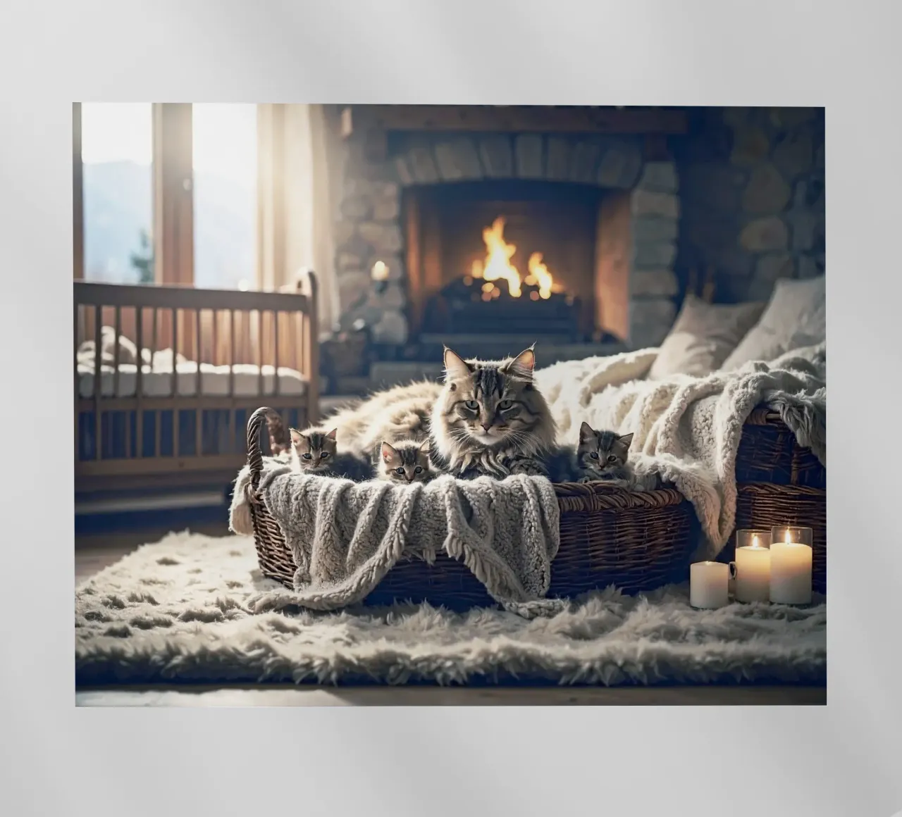 Chatte et trois chatons. Gris pellicola backlit da Thierry vobmann photography