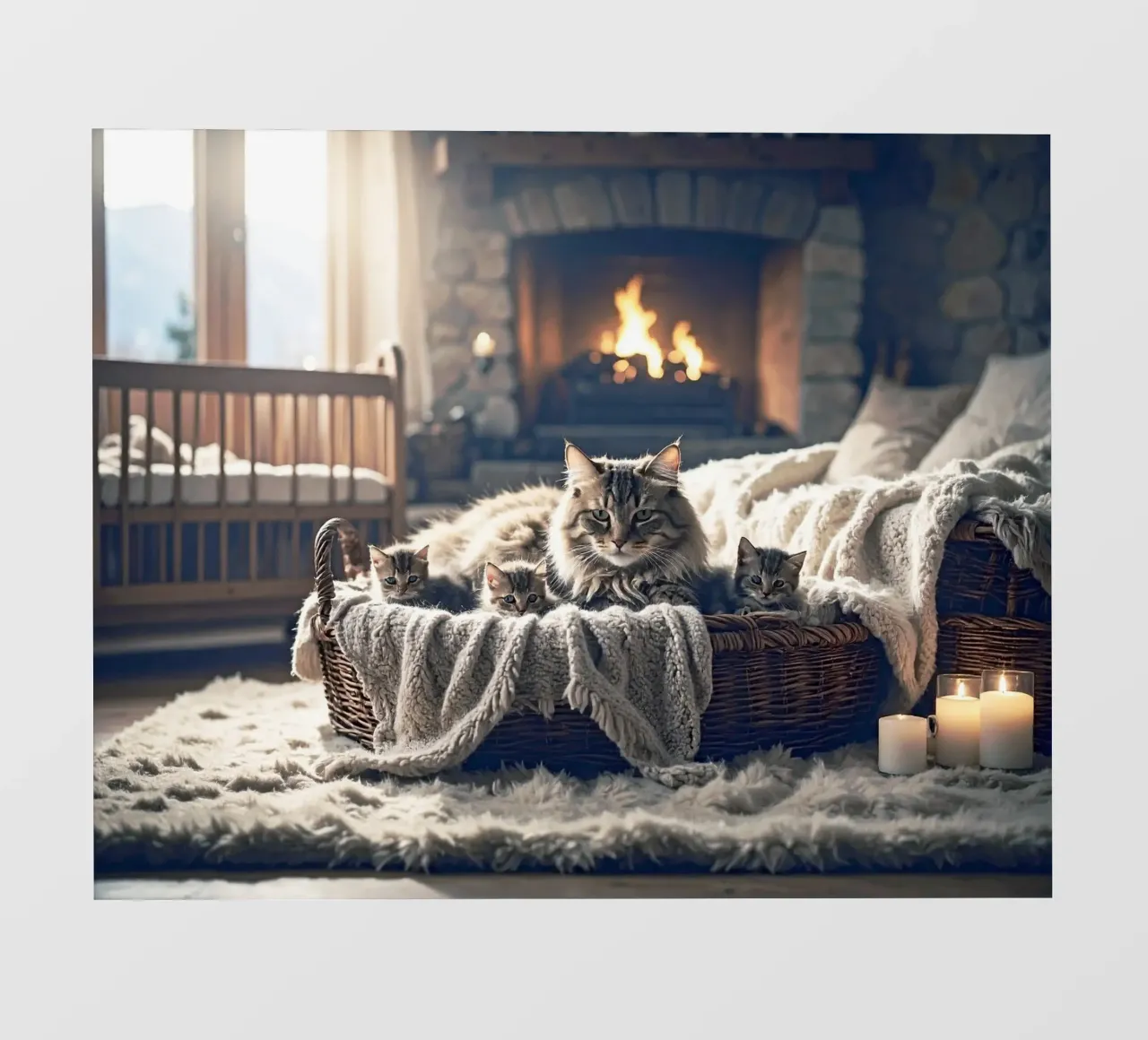 Chatte et trois chatons. Gris pellicola backlit da Thierry vobmann photography