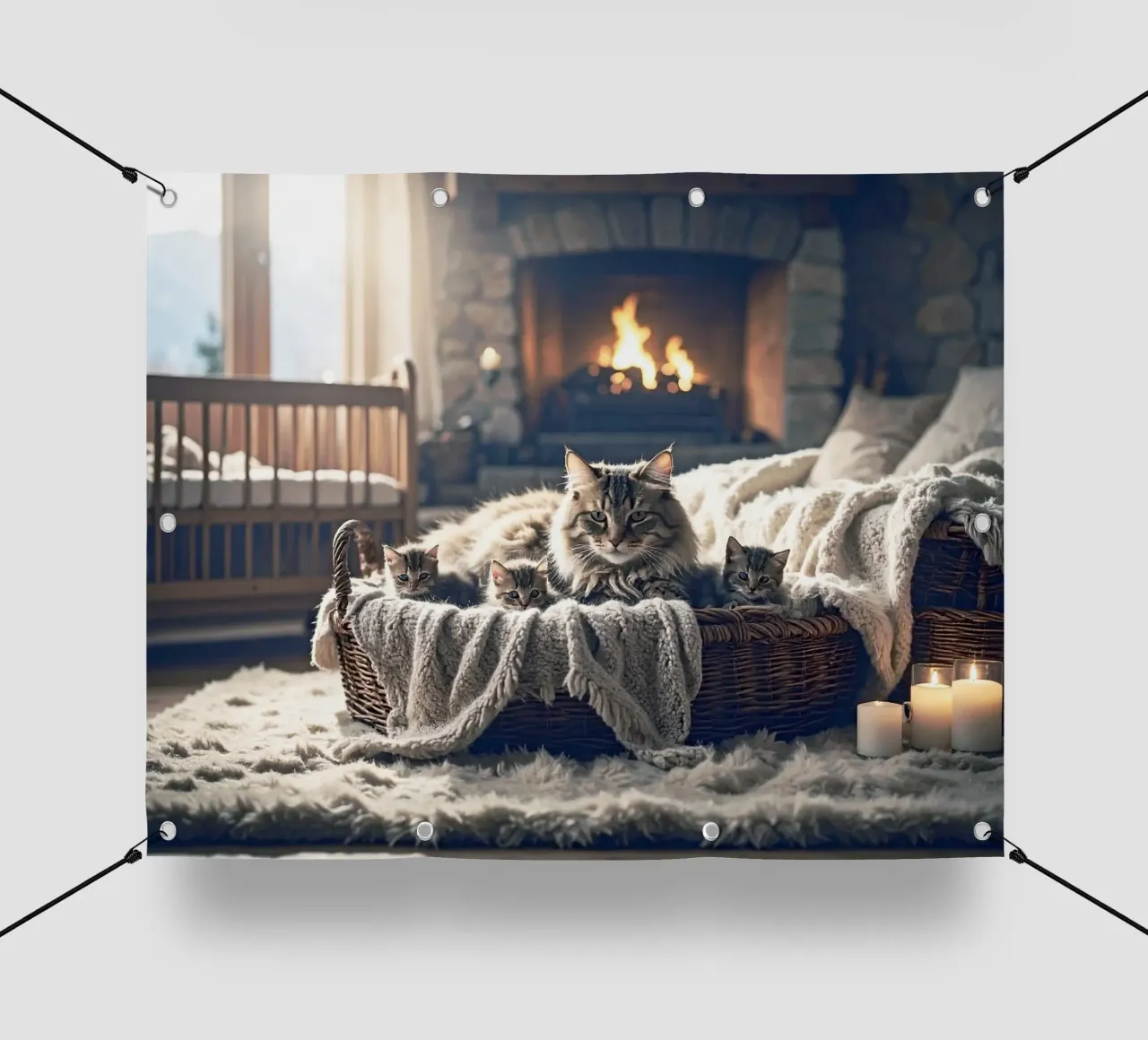 Chatte et trois chatons. Gris telo in pvc da Thierry vobmann photography