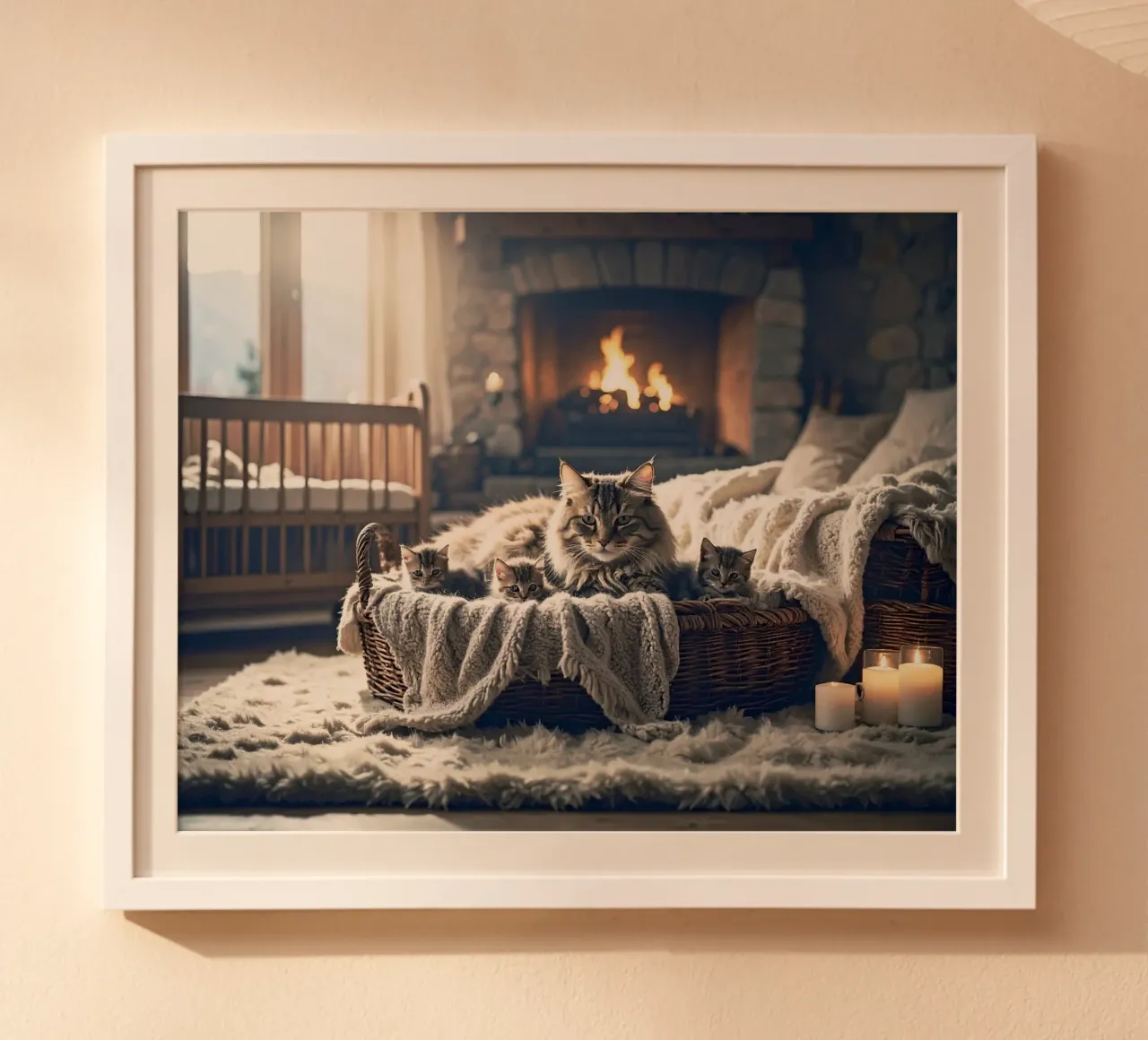 Chatte et trois chatons. Gris carta hahnemühle da Thierry vobmann photography
