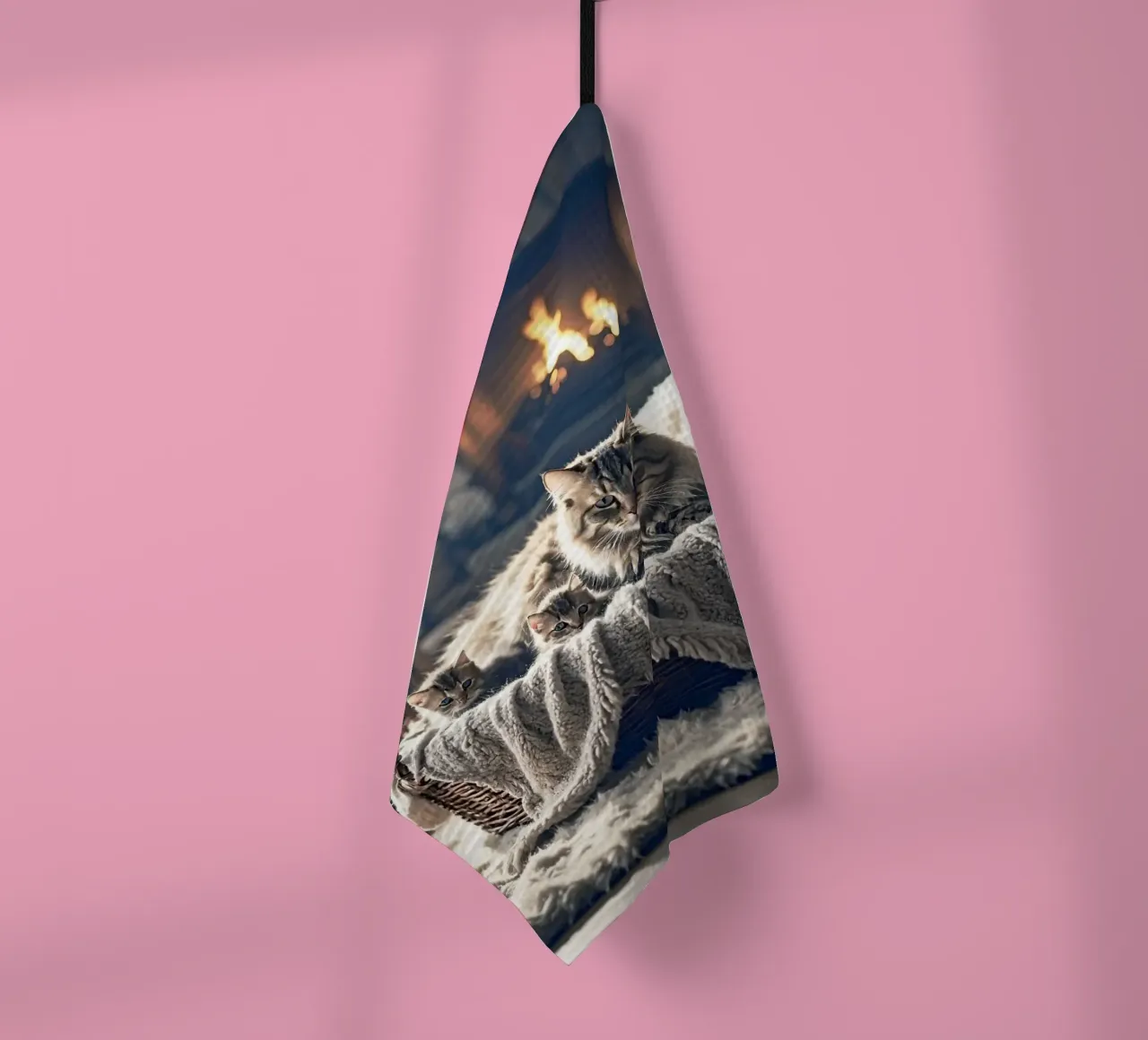 Chatte et trois chatons. Gris canovaccio da cucina da Thierry vobmann photography