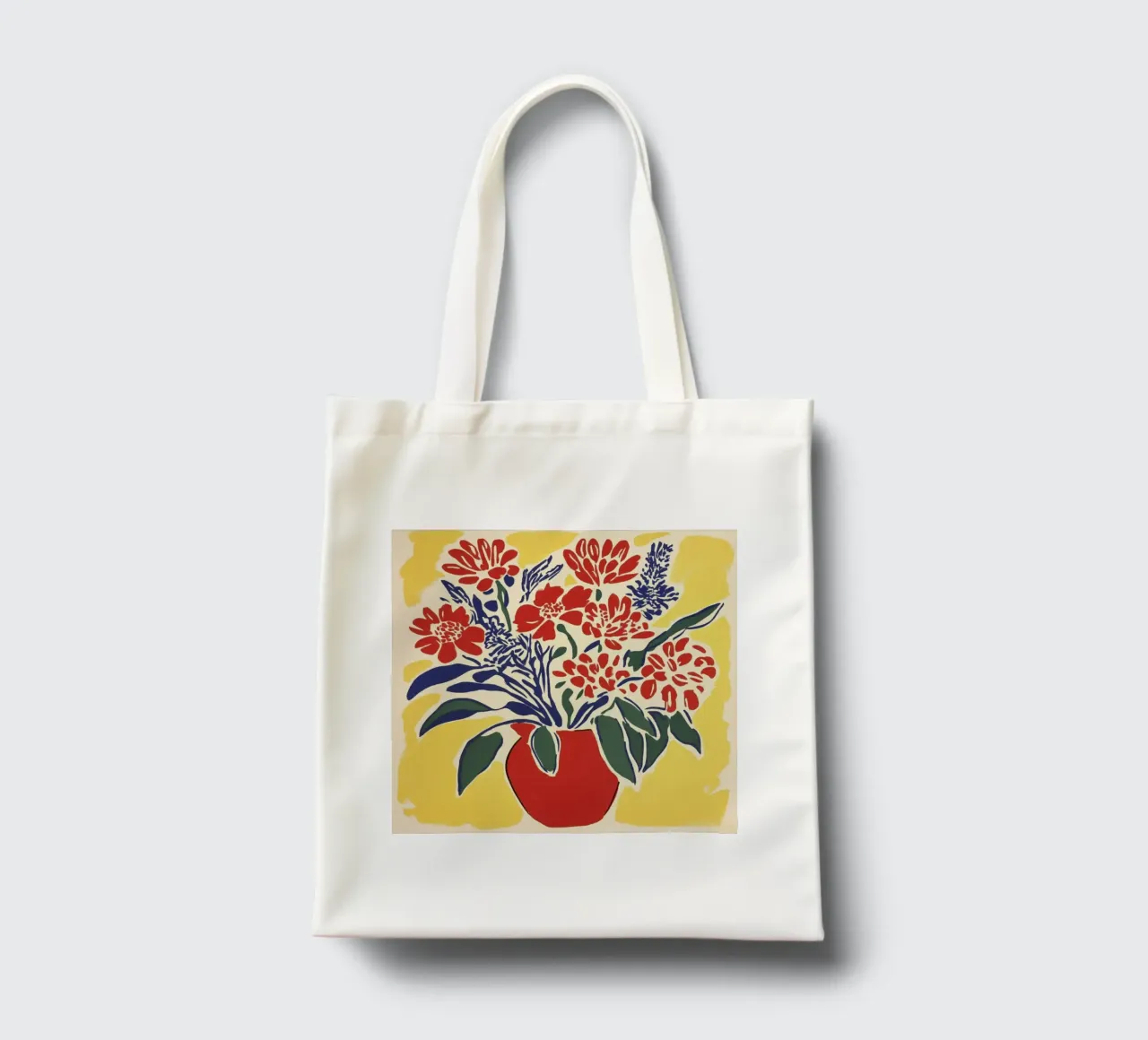 Bouquet floreale giallo linocut in stile retrò del Medioevo borsa in juta da Modern Muse