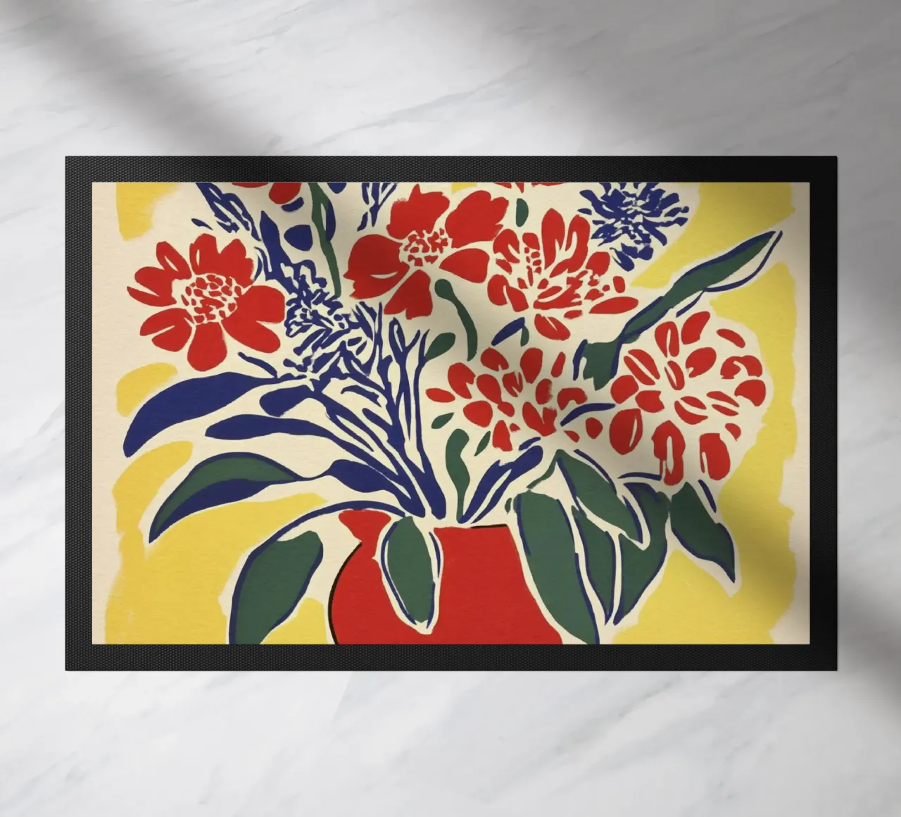 Bouquet floreale giallo linocut in stile retrò del Medioevo zerbino da Modern Muse