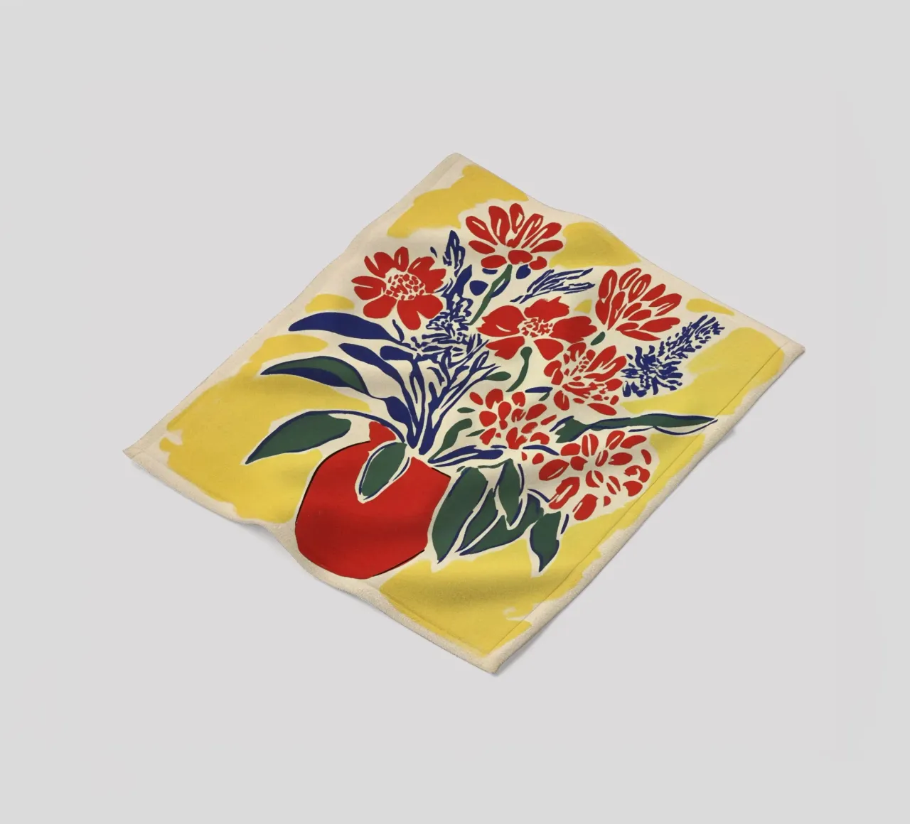 Bouquet floreale giallo linocut in stile retrò del Medioevo coperta in pile da Modern Muse