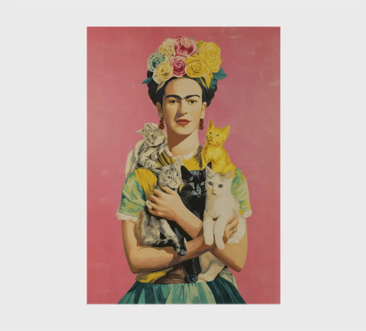 Musa bohémienne con corona floreale in posa con i gattini diario da Modern Muse