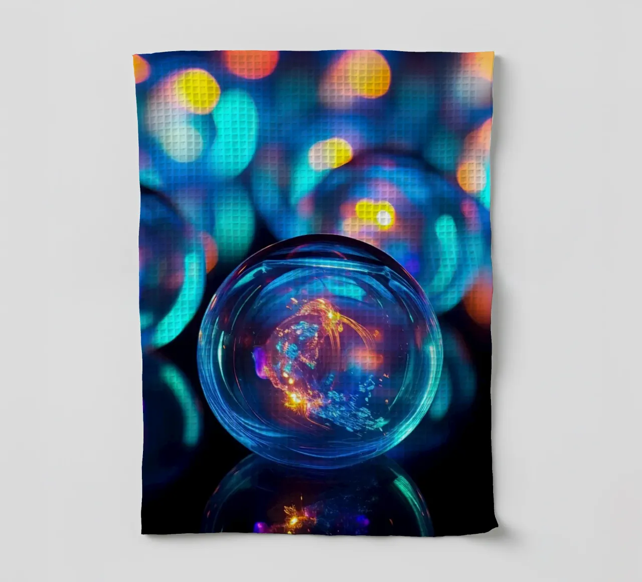 Glasmurmel in Neonlicht Geschirrtuch von Imagine