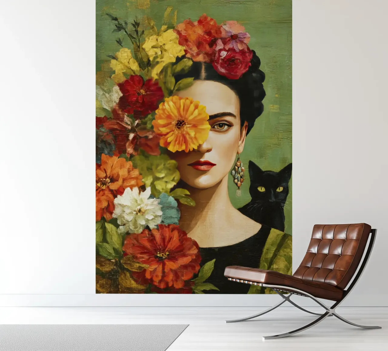 Rose Crowned Mexican Diva with a Cat photo wallpaper by Modern Muse