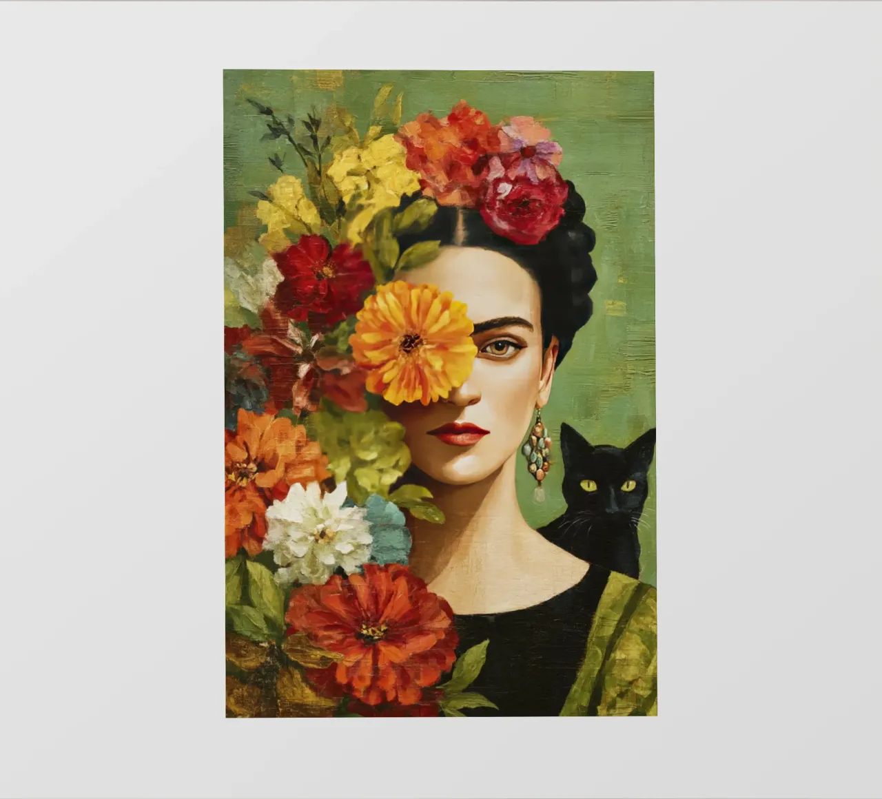 Rose Crowned Mexican Diva with a Cat photo wallpaper by Modern Muse