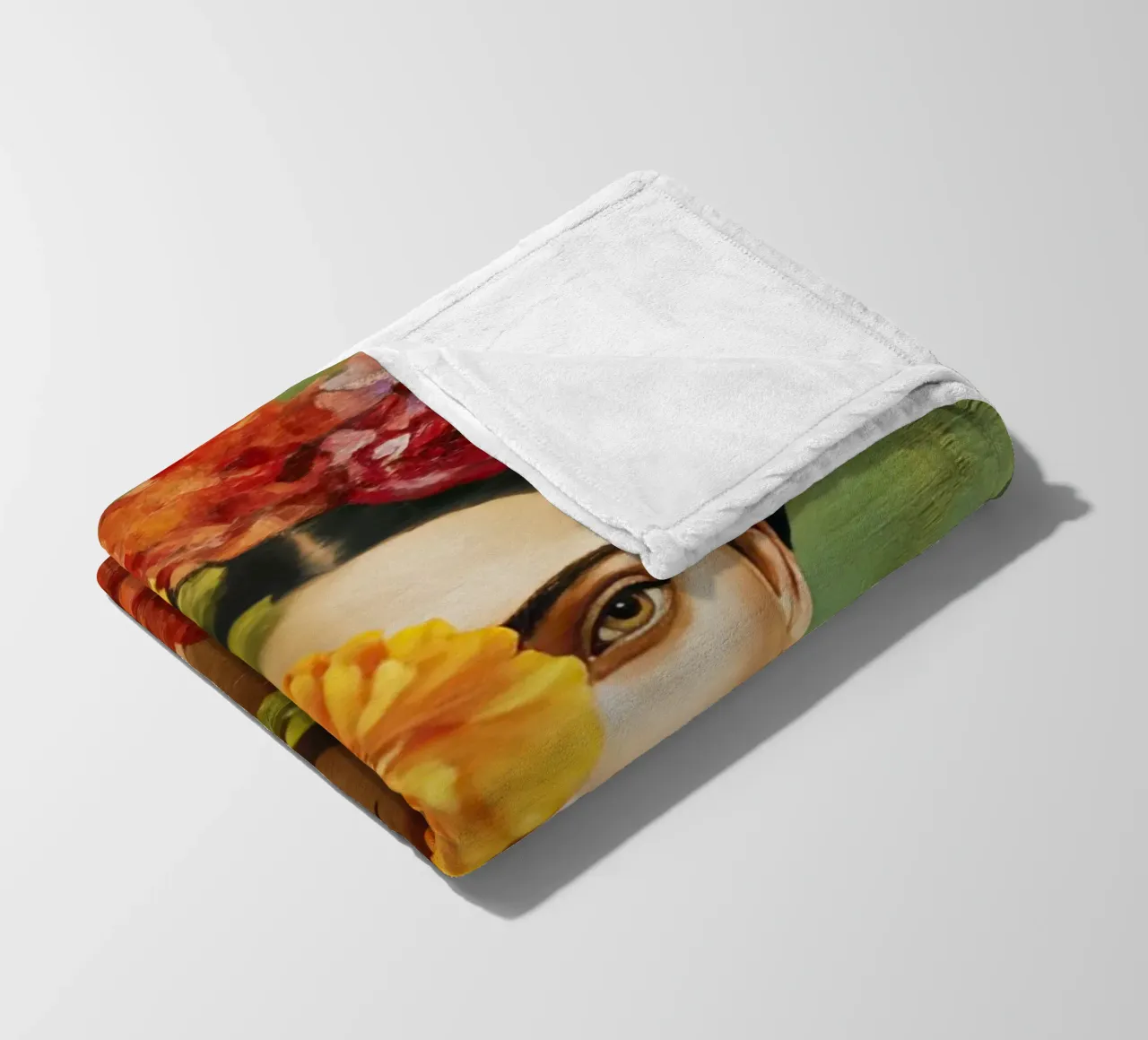 Rose Crowned Mexican Diva with a Cat fleece blanket by Modern Muse