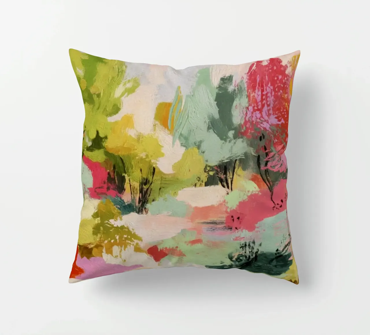 Scena dinamica e colorata di alberi del bosco cuscino da Modern Muse