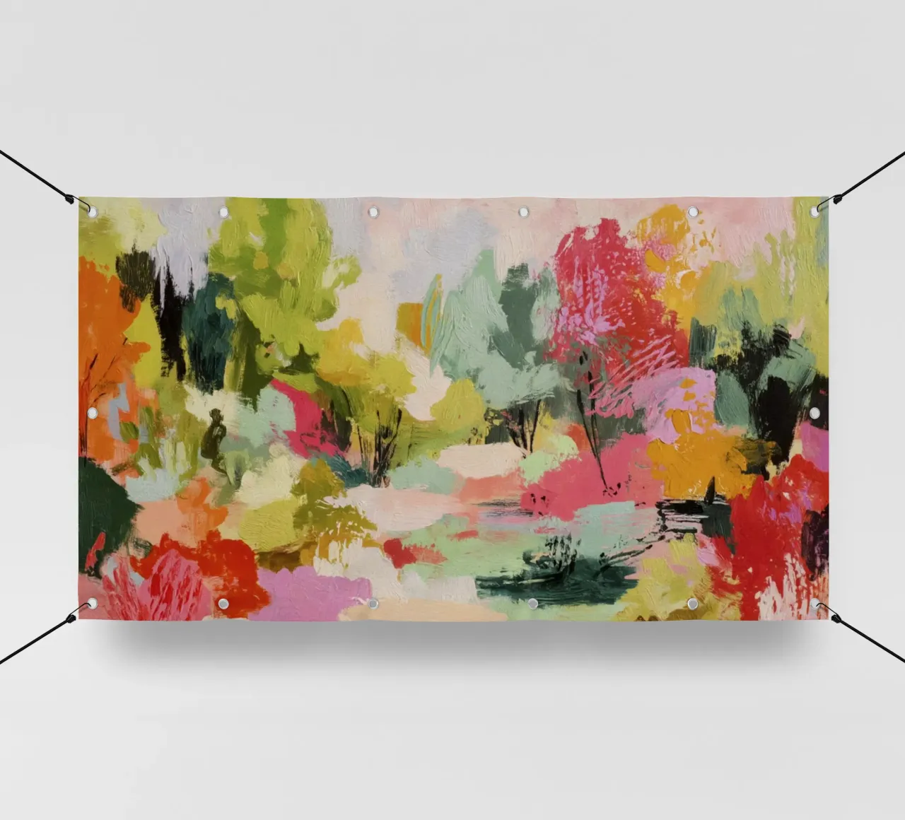 Scena dinamica e colorata di alberi del bosco telo in pvc da Modern Muse