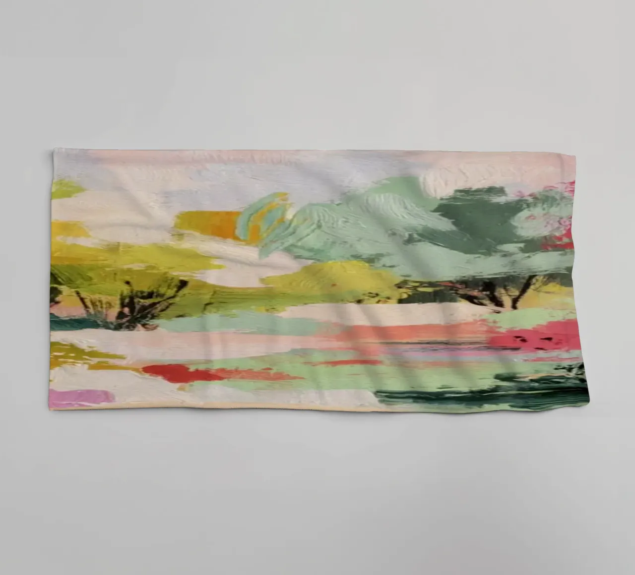 Dynamic Colorful Woodland Tree Scene towel by Modern Muse