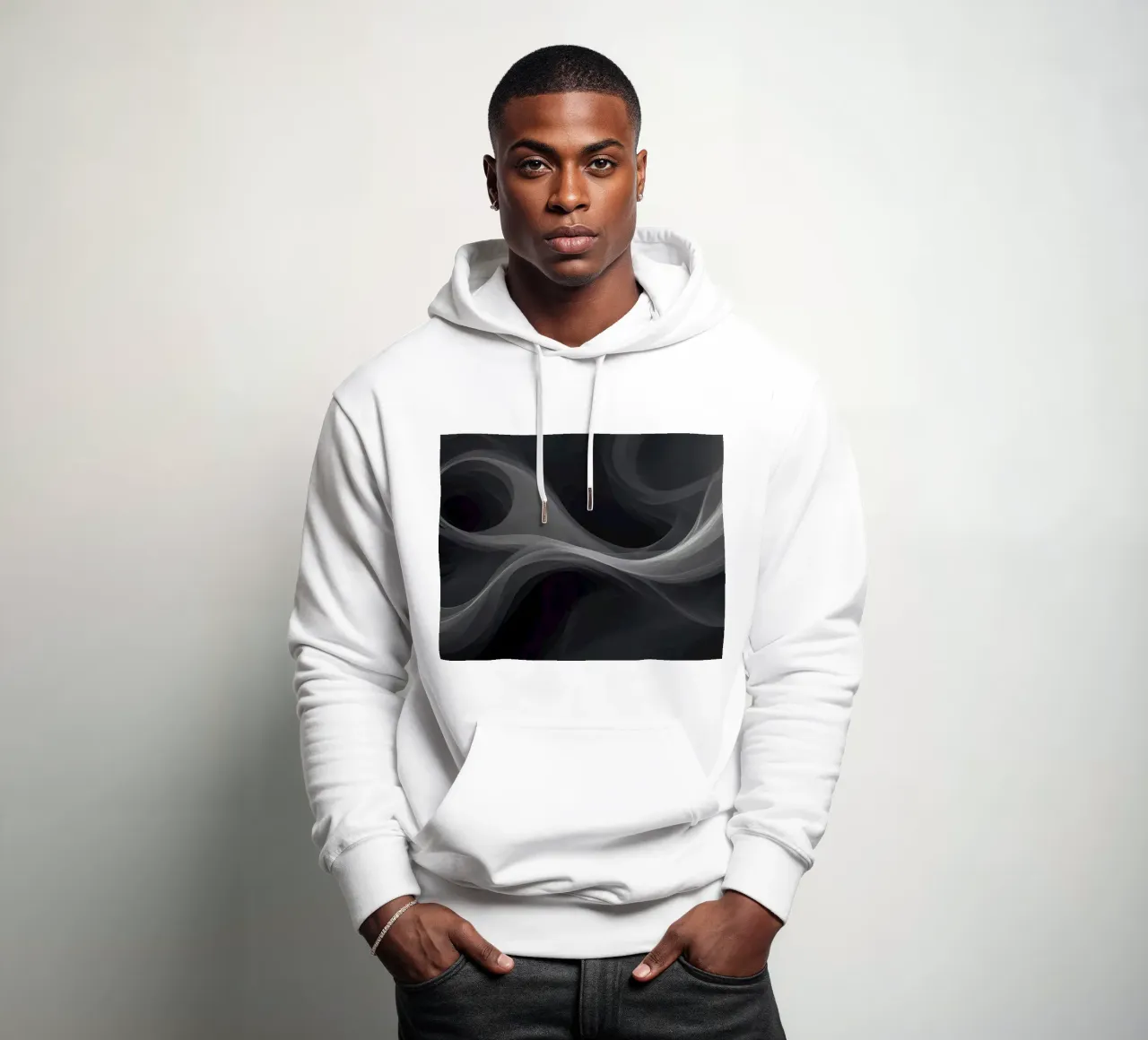 Dynamic swirls of smoke create an abstract background for mo hoodie by DesignDoodle