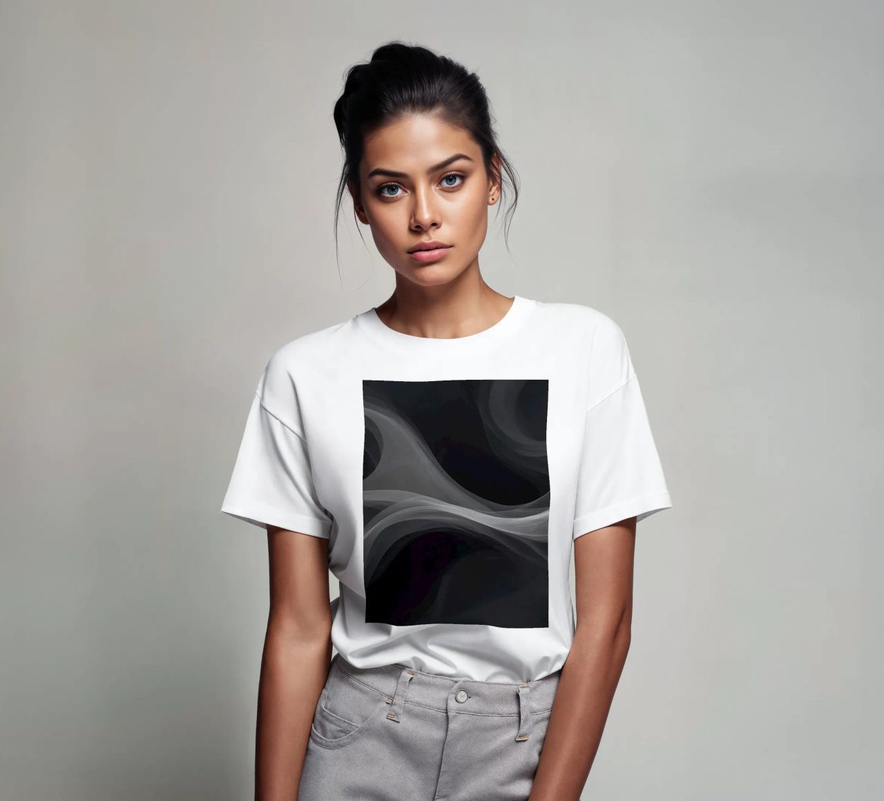 Dynamic swirls of smoke create an abstract background for mo t-shirt by DesignDoodle