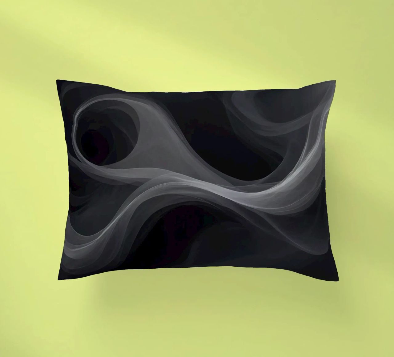Dynamic swirls of smoke create an abstract background for mo decorative cushion by DesignDoodle