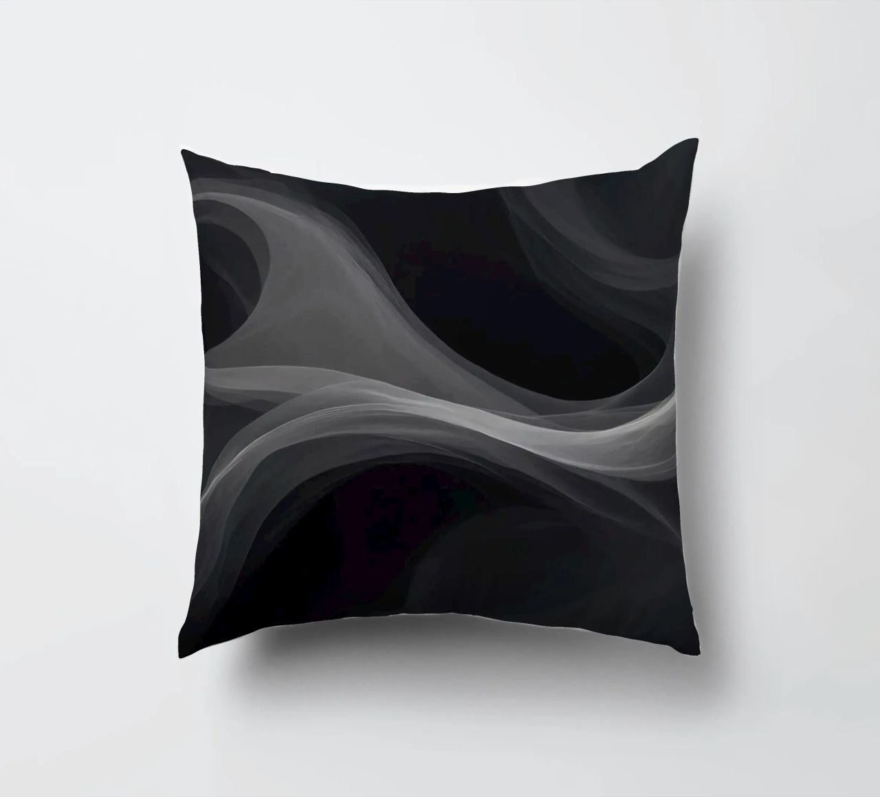 Dynamic swirls of smoke create an abstract background for mo decorative cushion by DesignDoodle