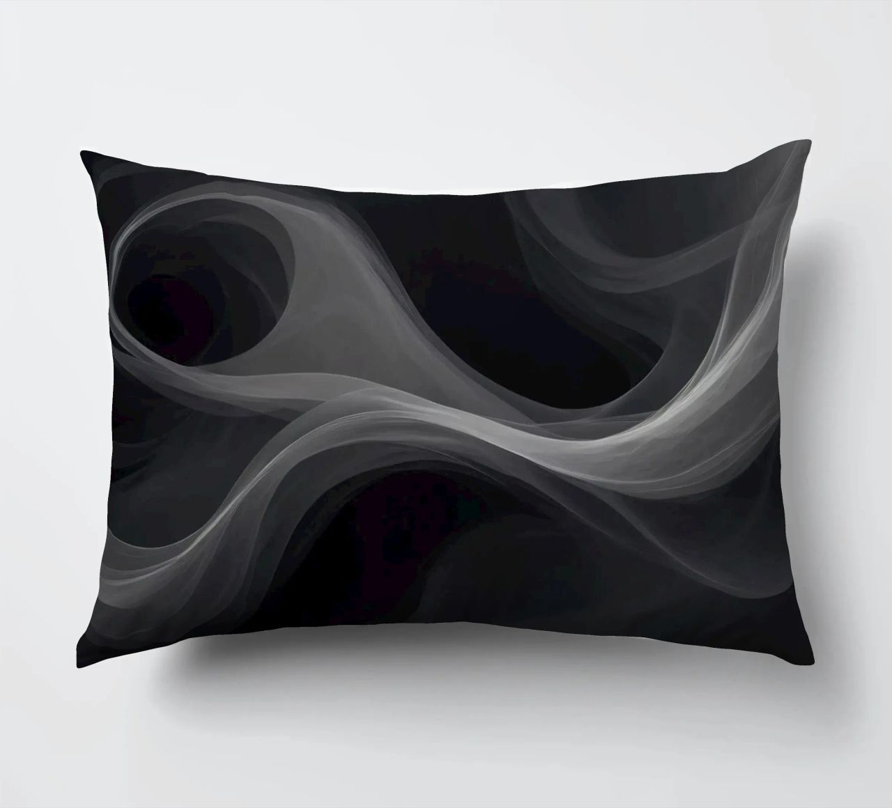 Dynamic swirls of smoke create an abstract background for mo decorative cushion by DesignDoodle