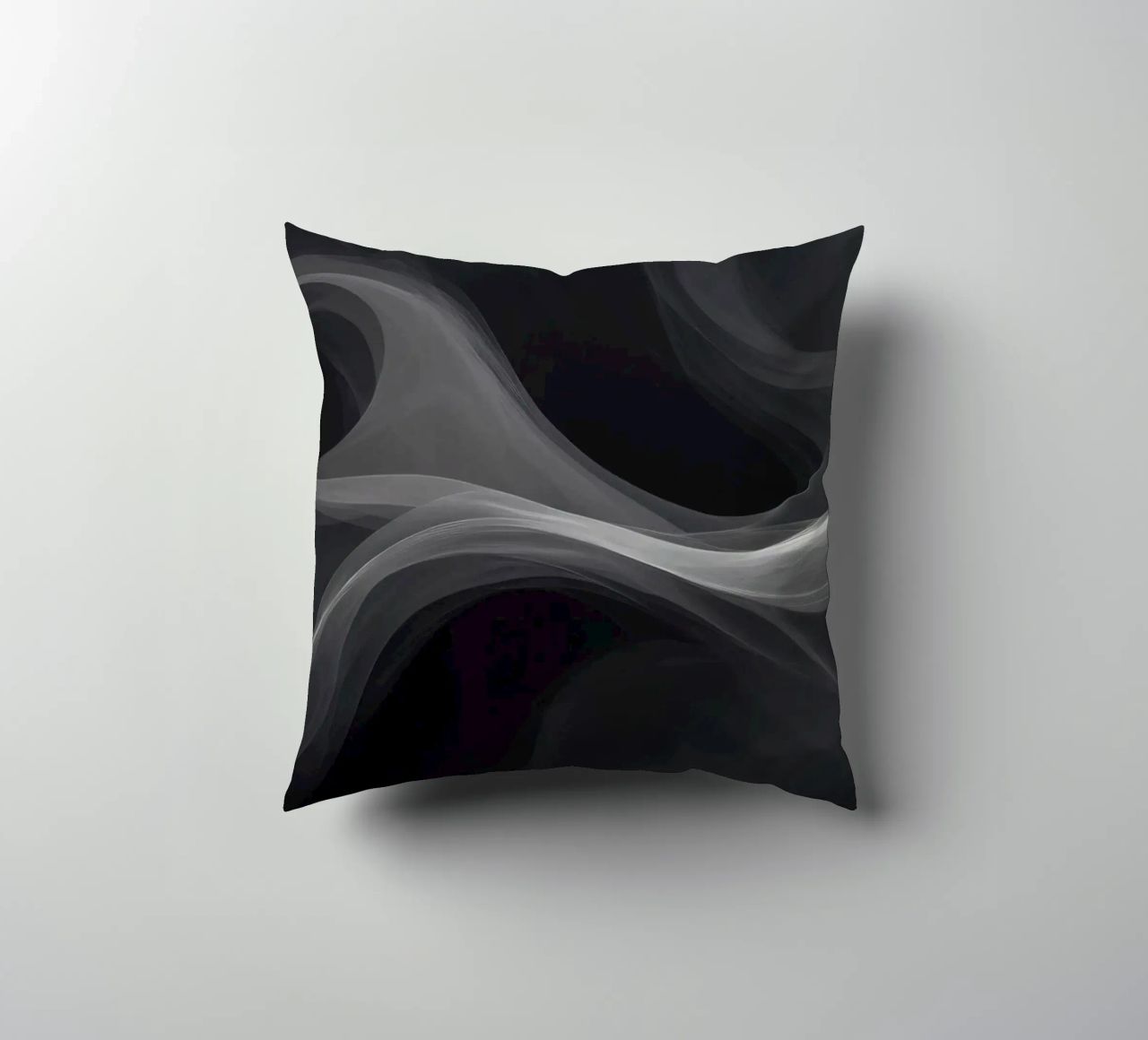 Dynamic swirls of smoke create an abstract background for mo decorative cushion by DesignDoodle