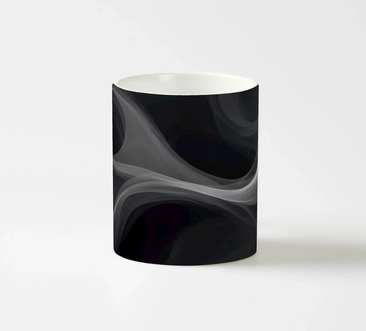 Dynamic swirls of smoke create an abstract background for mo ceramic mug by DesignDoodle
