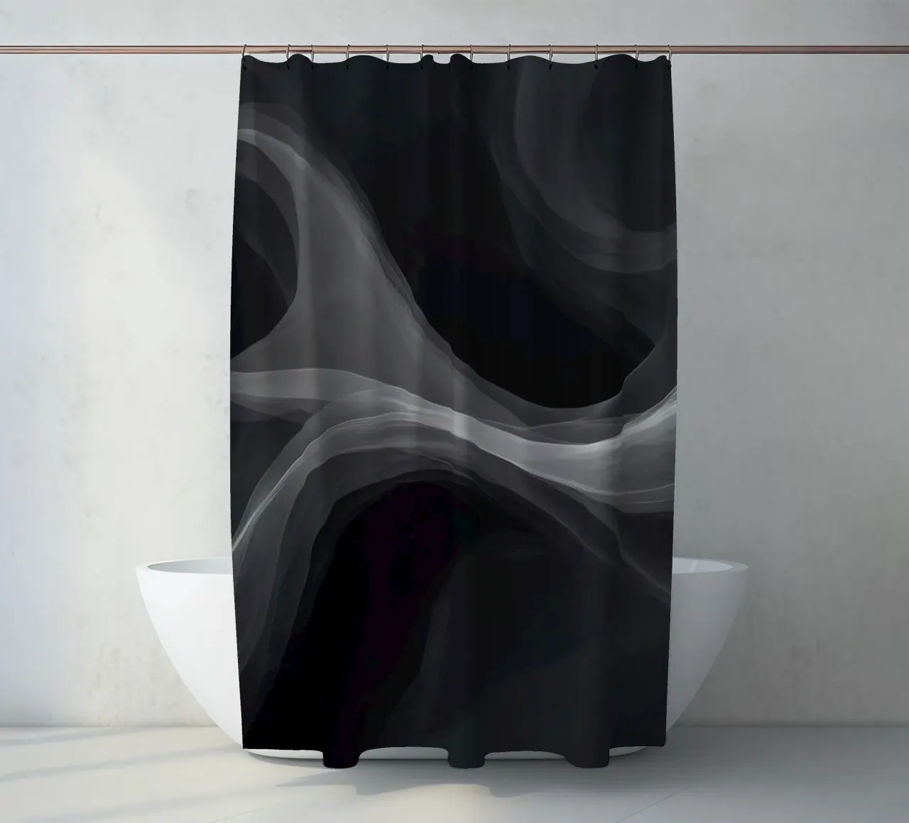 Dynamic swirls of smoke create an abstract background for mo shower curtain by DesignDoodle