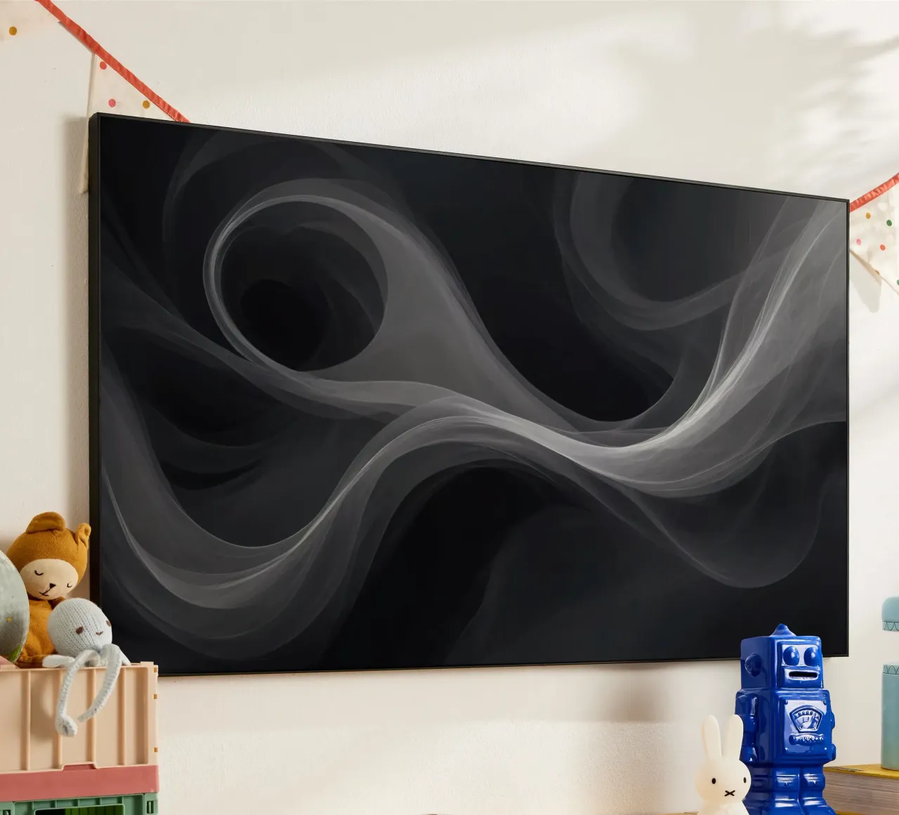Dynamic swirls of smoke create an abstract background for mo alu-dibond by DesignDoodle