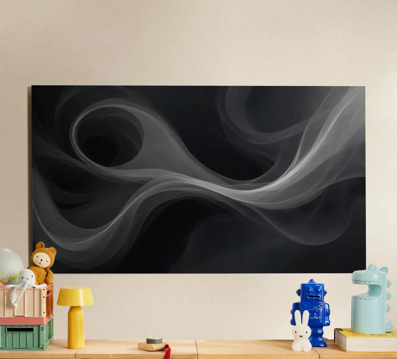 Dynamic swirls of smoke create an abstract background for mo alu-dibond by DesignDoodle