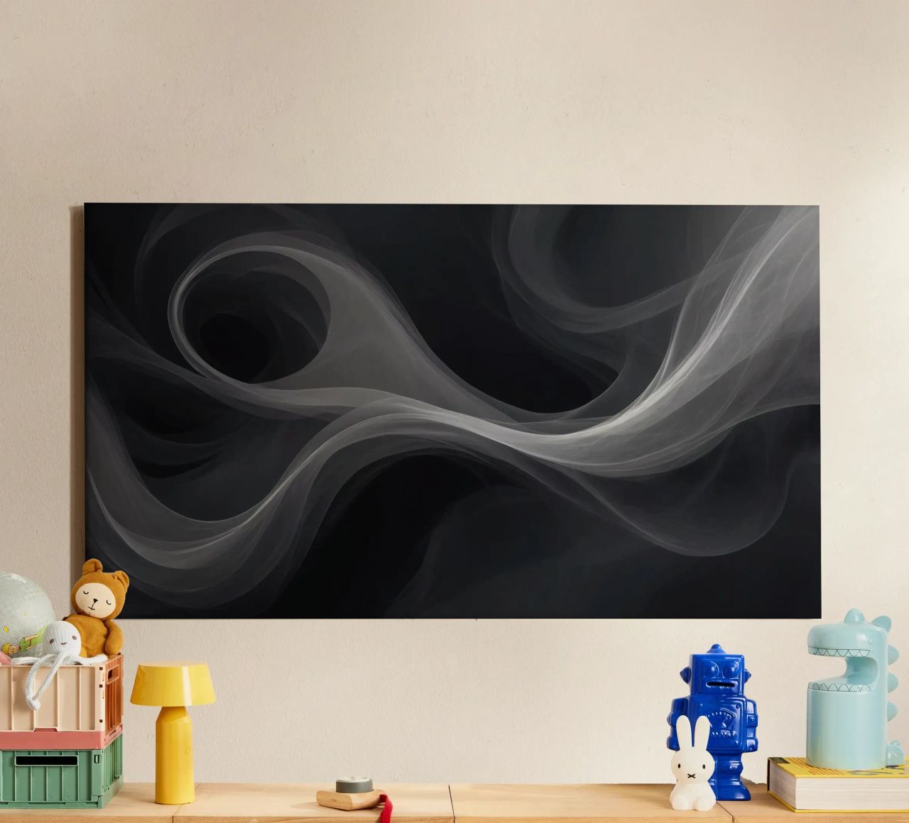 Dynamic swirls of smoke create an abstract background for mo canvas by DesignDoodle