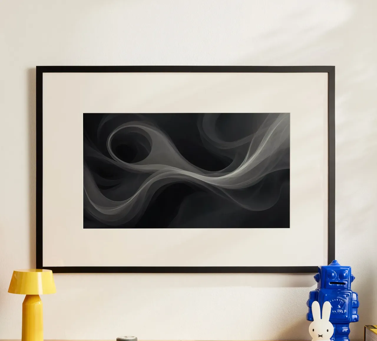 Dynamic swirls of smoke create an abstract background for mo poster by DesignDoodle