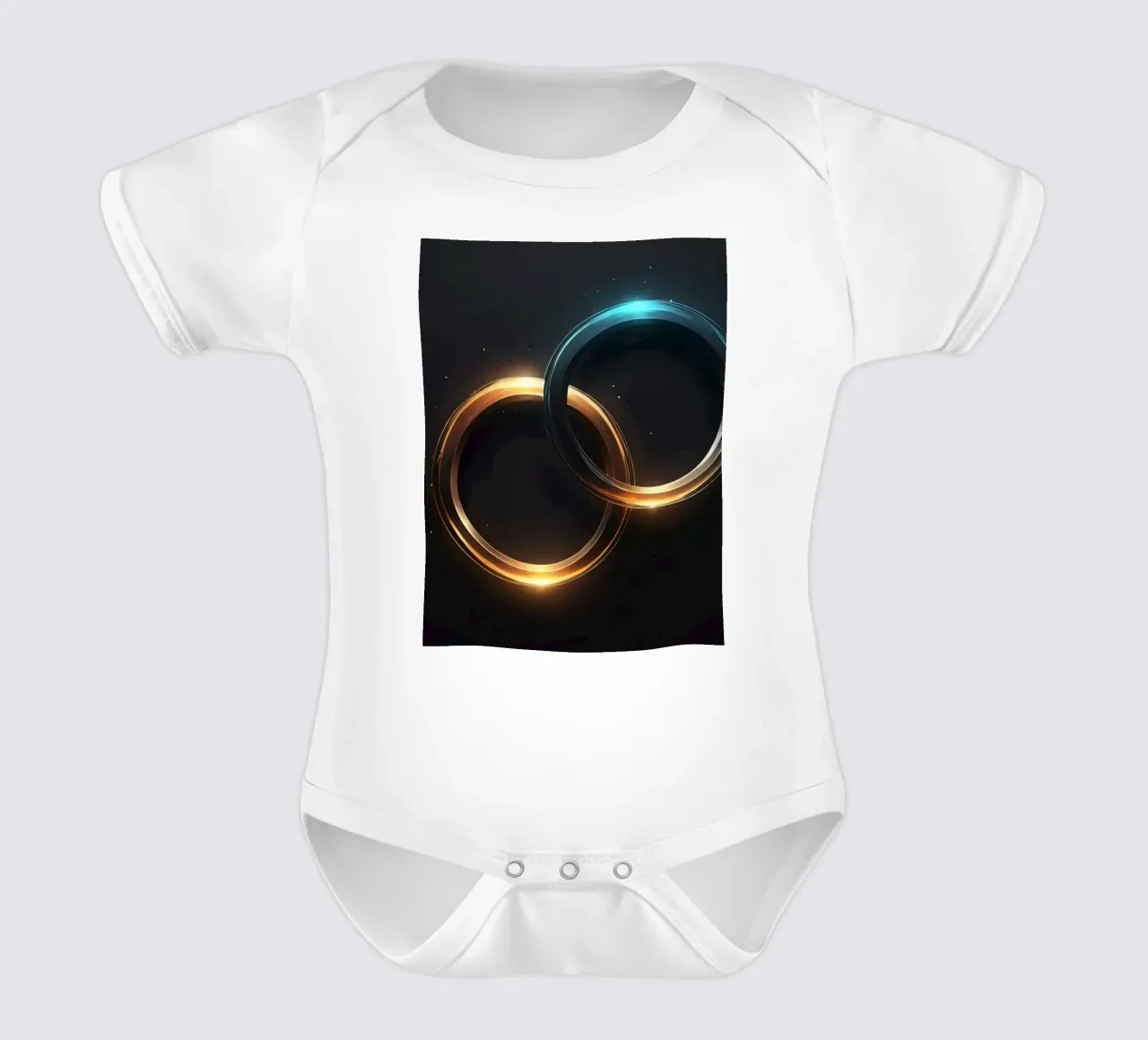 Swirling rings of light create a mesmerizing abstract art short-sleeve baby romper by DesignDoodle