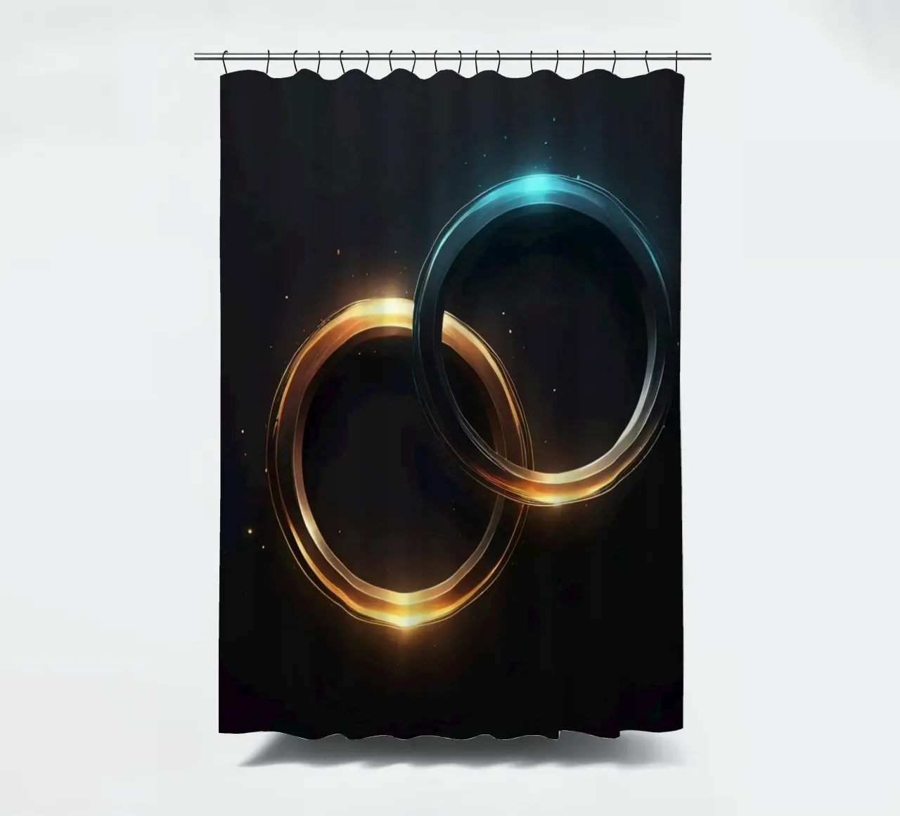 Anelli di luce vorticosi creano un'ipnotica arte astratta tenda da doccia da DesignDoodle