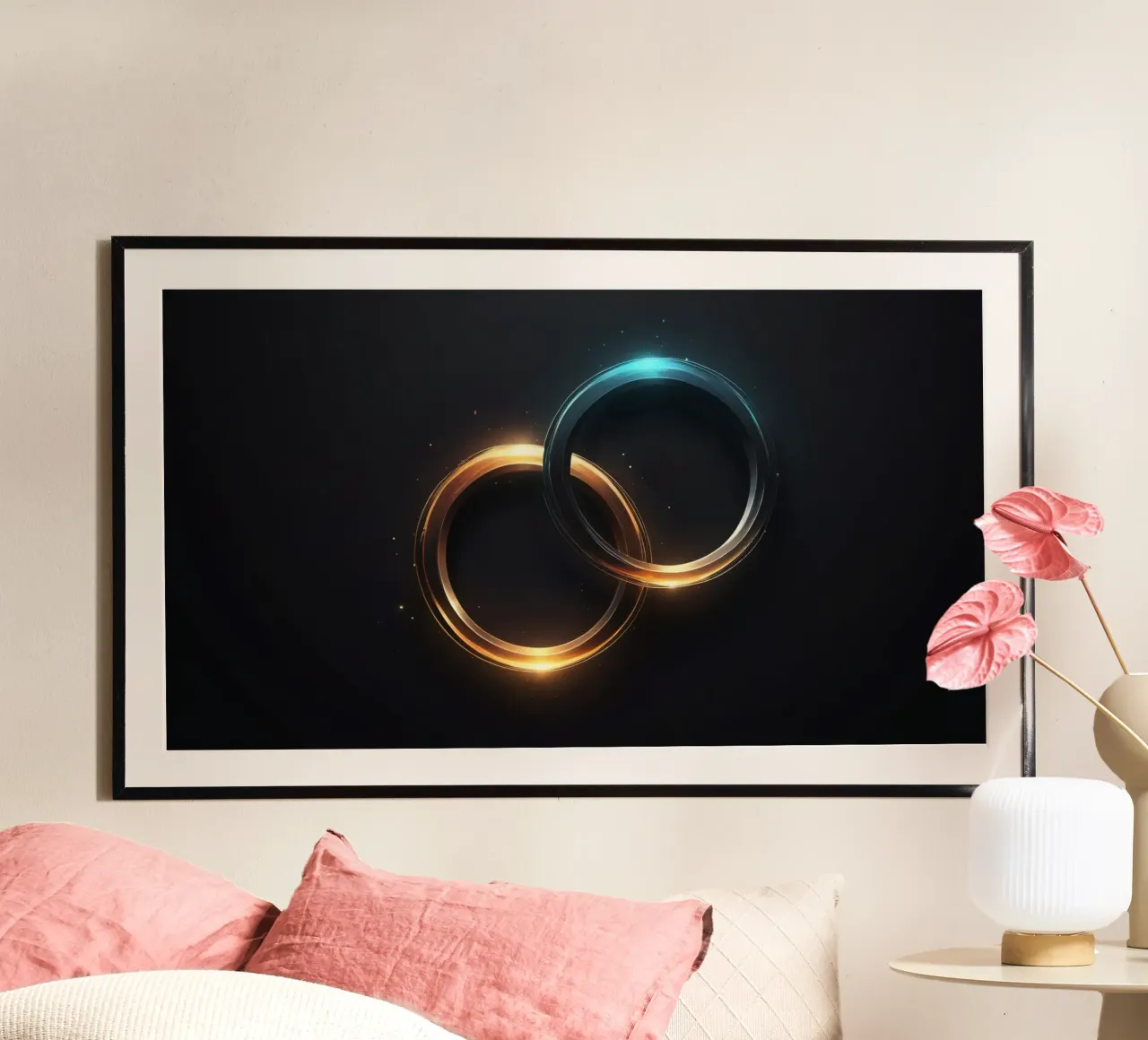 Swirling rings of light create a mesmerizing abstract art hahnemühle by DesignDoodle