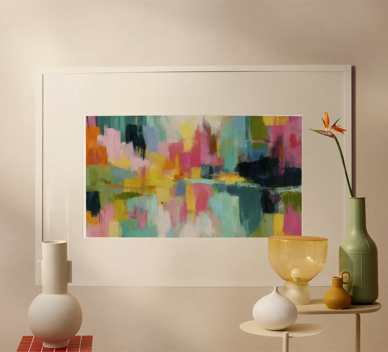 Blocchi di colori estivi radiosi poster con telaio in legno da Modern Muse