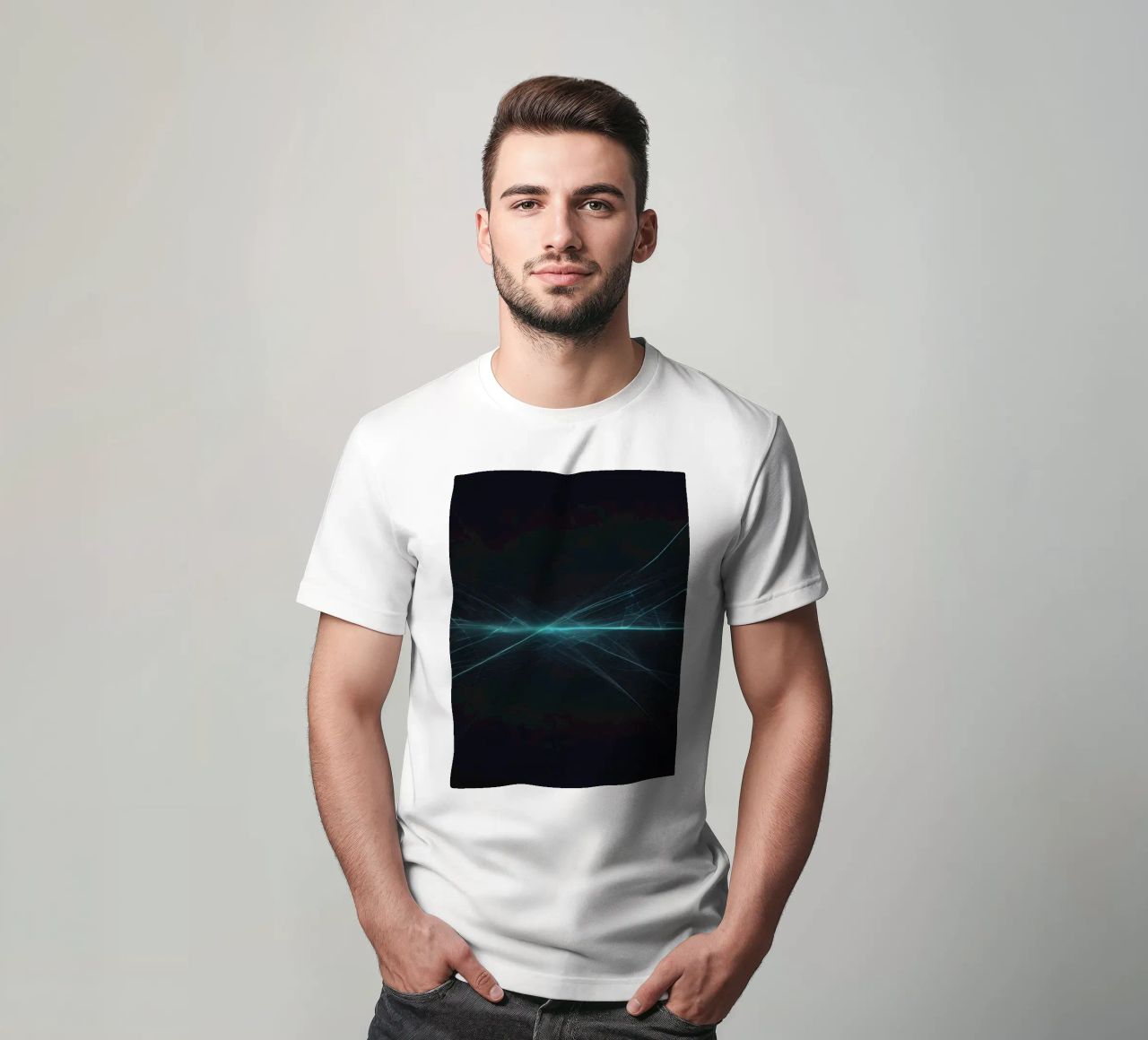 Dynamic abstract background with vibrant lines and dark art t-shirt by DesignDoodle