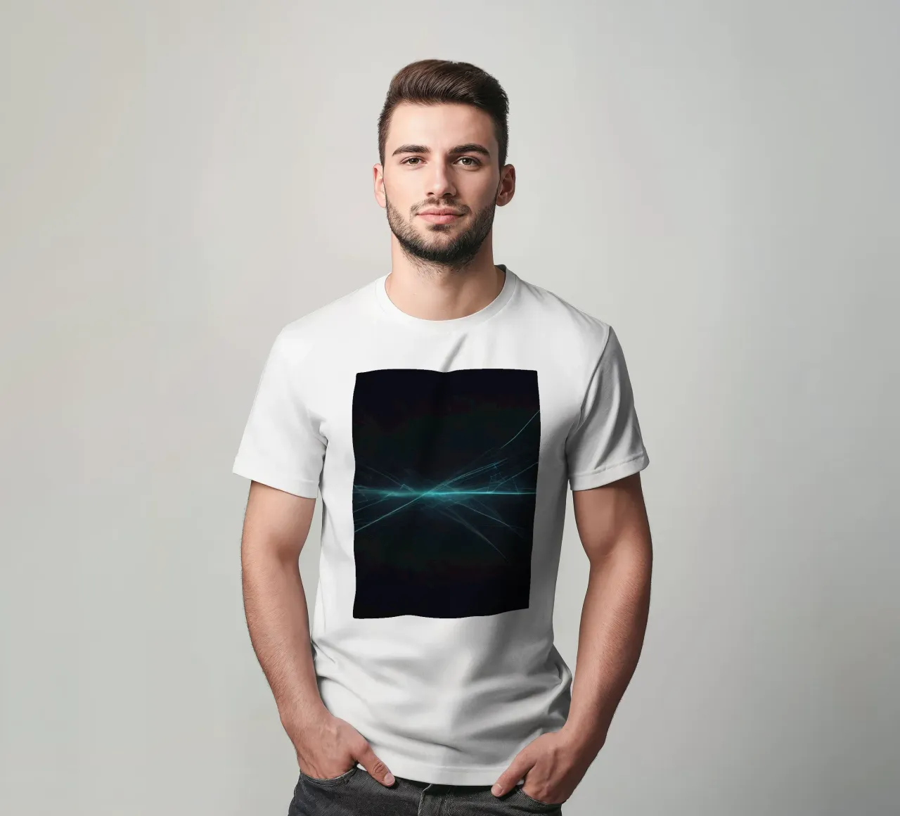Dynamic abstract background with vibrant lines and dark art t-shirt by DesignDoodle