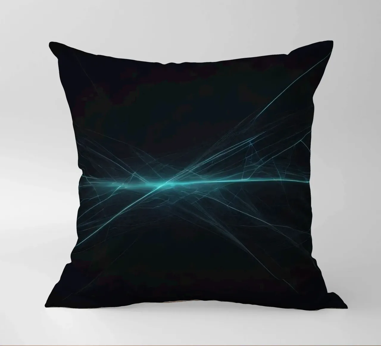 Dynamic abstract background with vibrant lines and dark art decorative cushion by DesignDoodle